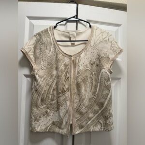 Chico's Elegant Cream and Tan Blouse